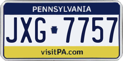PA license plate JXG7757
