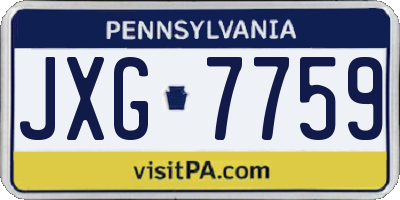PA license plate JXG7759