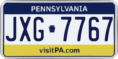 PA license plate JXG7767