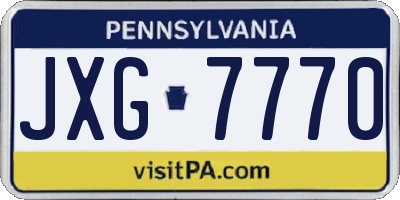 PA license plate JXG7770