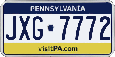 PA license plate JXG7772