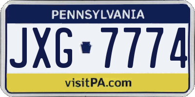 PA license plate JXG7774
