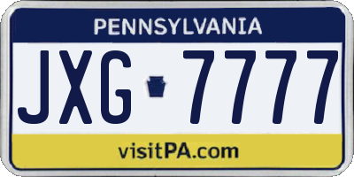 PA license plate JXG7777