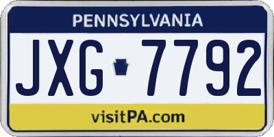 PA license plate JXG7792