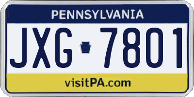 PA license plate JXG7801