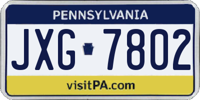 PA license plate JXG7802