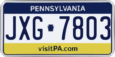 PA license plate JXG7803