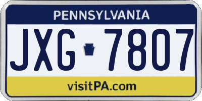 PA license plate JXG7807