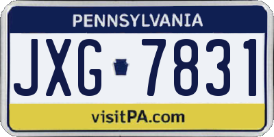 PA license plate JXG7831