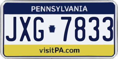 PA license plate JXG7833