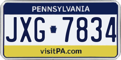 PA license plate JXG7834