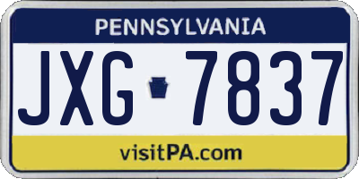 PA license plate JXG7837