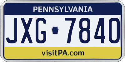 PA license plate JXG7840