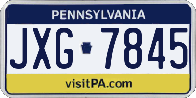PA license plate JXG7845