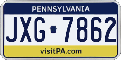 PA license plate JXG7862