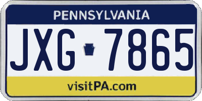 PA license plate JXG7865