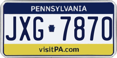 PA license plate JXG7870