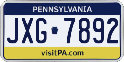 PA license plate JXG7892