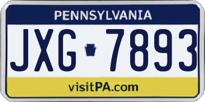 PA license plate JXG7893
