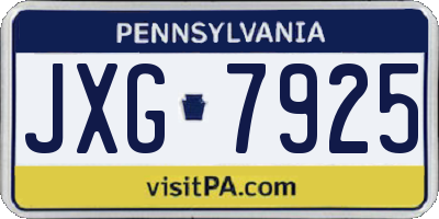 PA license plate JXG7925