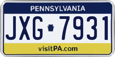 PA license plate JXG7931