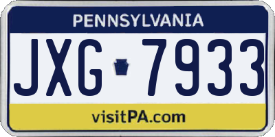 PA license plate JXG7933