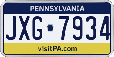 PA license plate JXG7934
