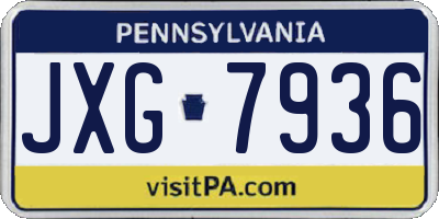 PA license plate JXG7936