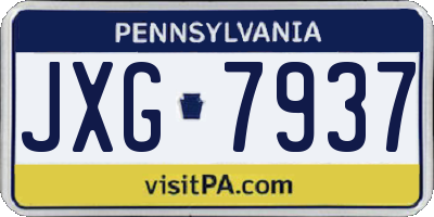 PA license plate JXG7937
