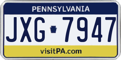 PA license plate JXG7947