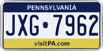 PA license plate JXG7962