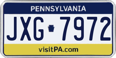 PA license plate JXG7972