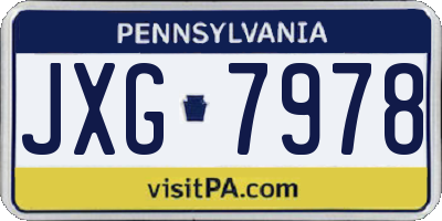 PA license plate JXG7978