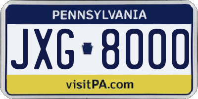 PA license plate JXG8000