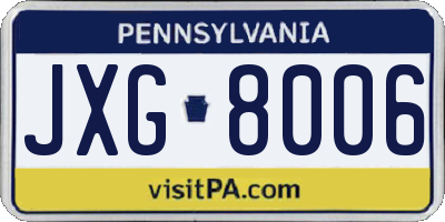 PA license plate JXG8006