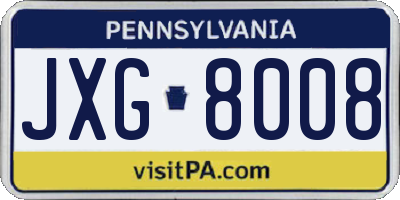 PA license plate JXG8008
