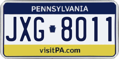 PA license plate JXG8011