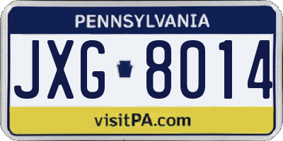 PA license plate JXG8014