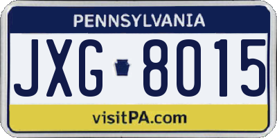 PA license plate JXG8015