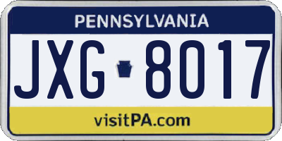 PA license plate JXG8017