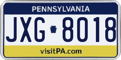 PA license plate JXG8018