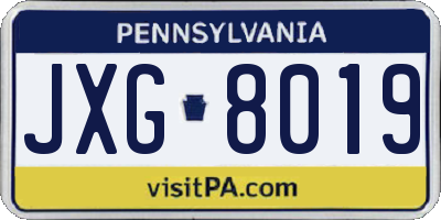 PA license plate JXG8019