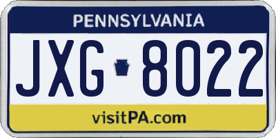 PA license plate JXG8022