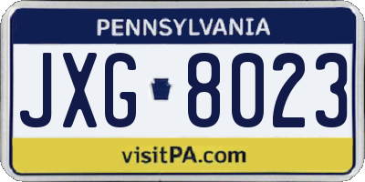 PA license plate JXG8023