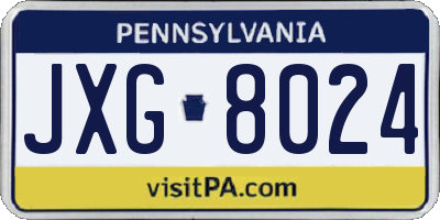 PA license plate JXG8024