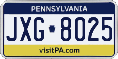 PA license plate JXG8025