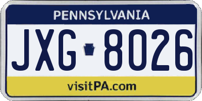 PA license plate JXG8026