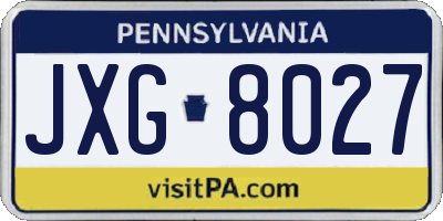 PA license plate JXG8027