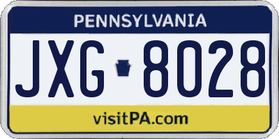 PA license plate JXG8028