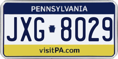 PA license plate JXG8029